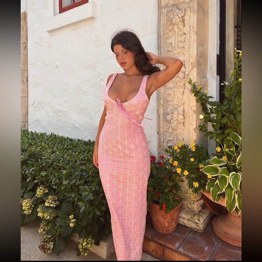 ADEIRLINA Lantana Pink Midi Dress size M NWT